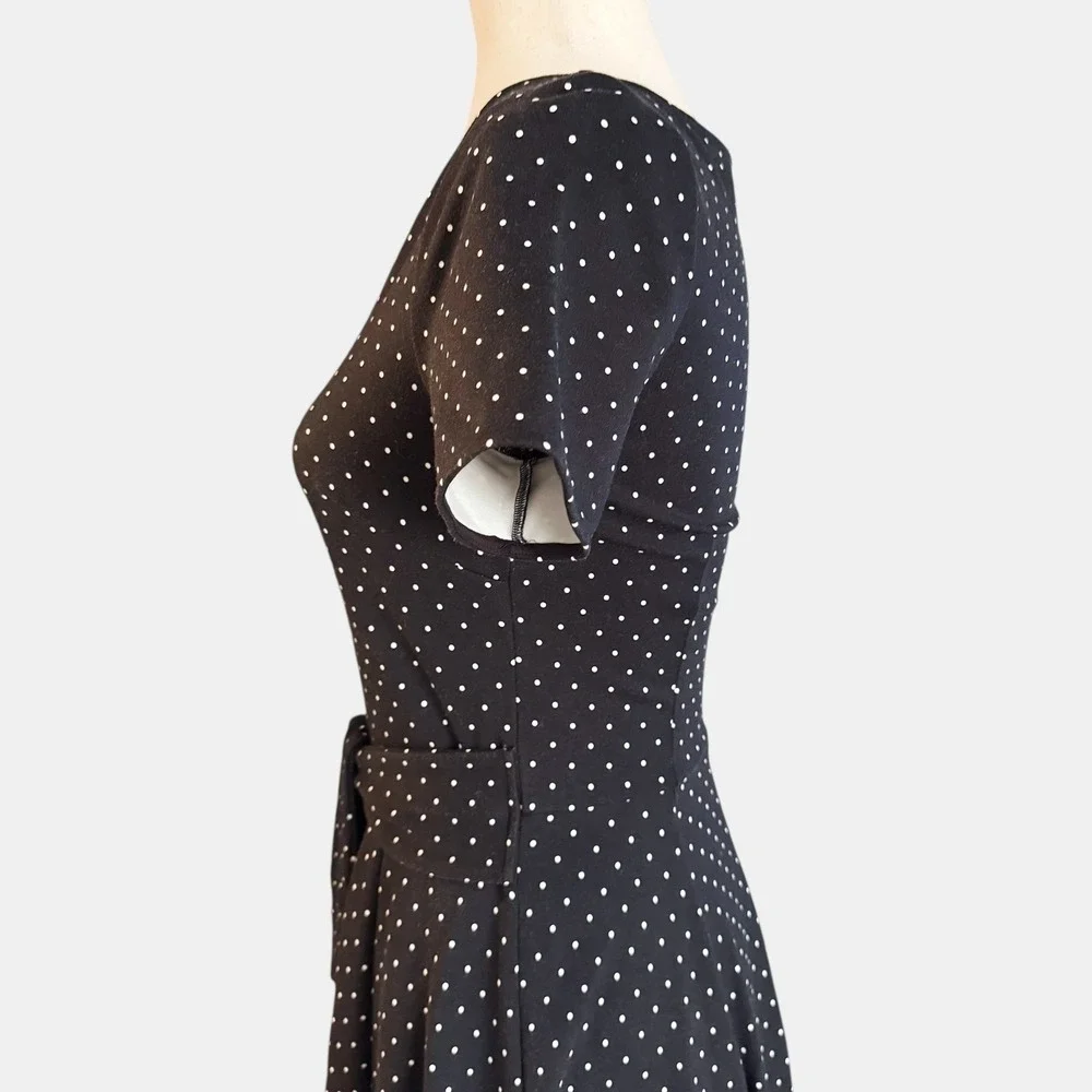 Kate Spade New York Larabee Dot Sz. XS 2 4 ponte Dress Black white Polka dot mod
